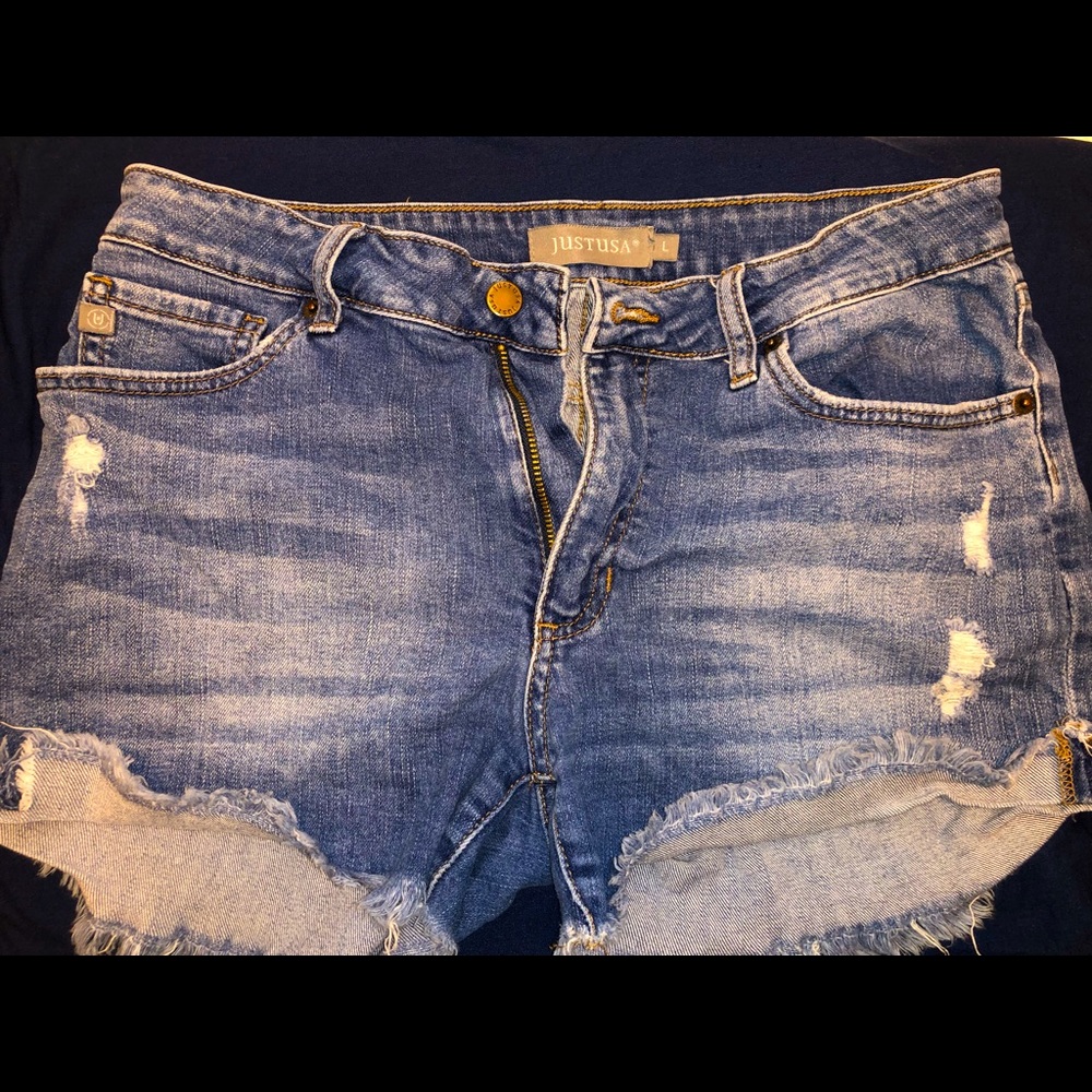 Distressed Denim Shorts